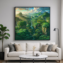 Poster Visão Geral da Selva - Estilo de Arte de Ilustraçã