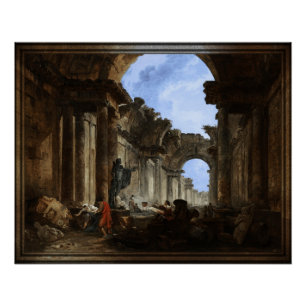 Póster Visão imaginária da Grande Galeria do Louvre