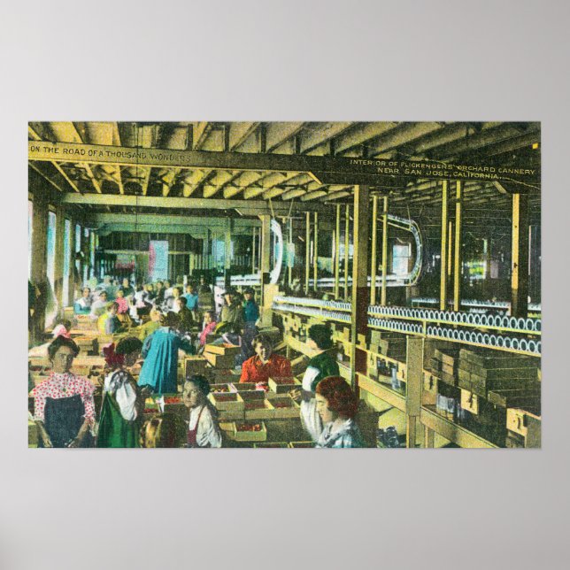 Póster Visão interior da fábrica de pomares do Flickenger (Frente)