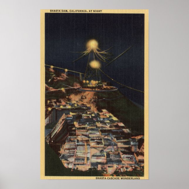 Poster Visão Noturna da barragem Shasta (Frente)
