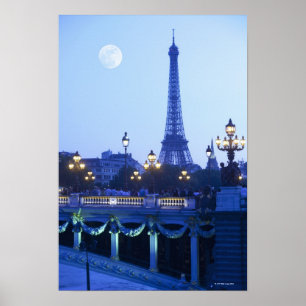 Póster Visão noturna da Torre Eiffel
