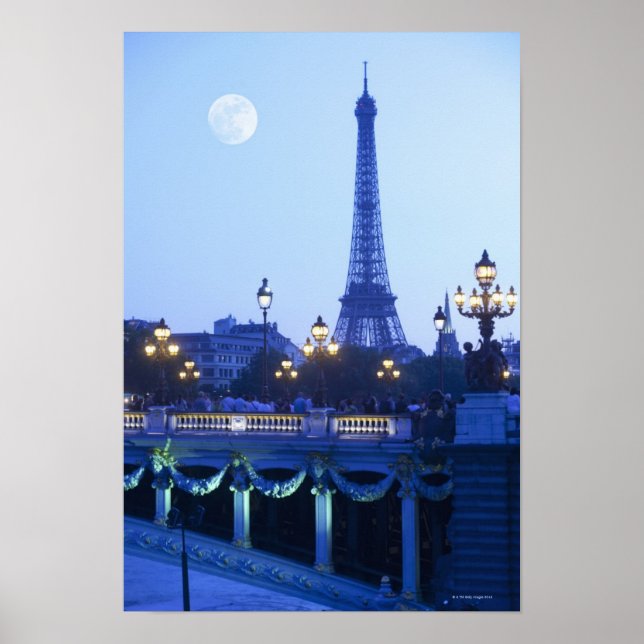 Póster Visão noturna da Torre Eiffel (Frente)