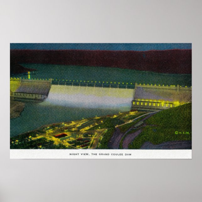 Póster Visão Noturna, Grande Coulee Dam (Frente)