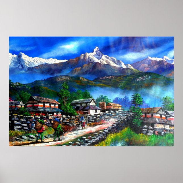 Poster Visão Panorâmica Do Everest Mountain Nepal (Frente)