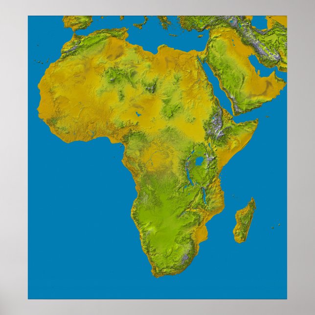 Poster Visão topográfica da África (Frente)