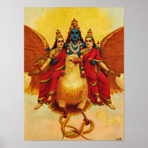 Poster Vishnu, Garuda, Vahana por Raja Ravi Varma