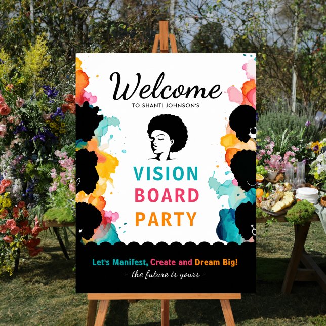 Poster Vision Board Party Welcome Sign (Vibrant Colors Vision Board Party Welcome Sign)
