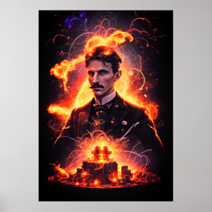 Poster Visionário elétrico: Relâmpago de Nikola Tesla