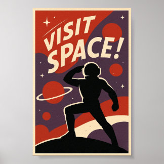 Poster Visit Space Retro