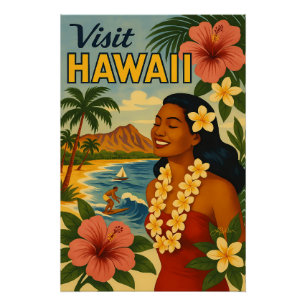 Póster Visita de Meados do Século ao Turismo do Havaí Art