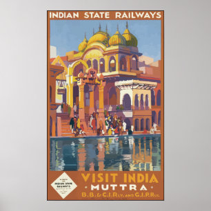 Póster Visita indiana India das estradas de ferro do