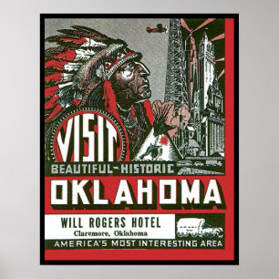 Poster Visita Oklahoma histórico bonito
