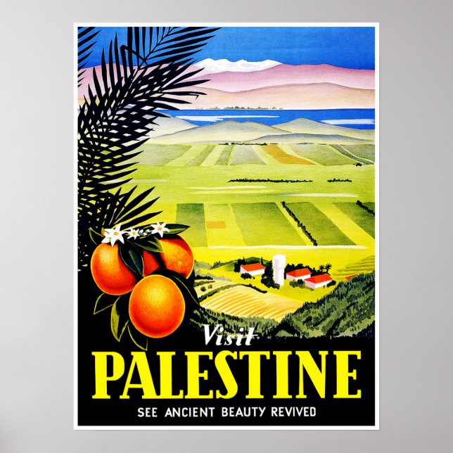 Póster Visita Palestina ~ Veja a beleza antiga recuperada (Frente)