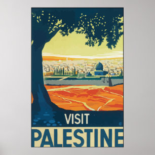 Poster Visita Palestina, vintage