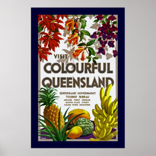 Póster Visita Queensland colorido