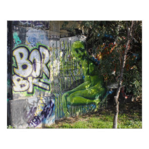 Póster Visitante verde dos grafites do espaço