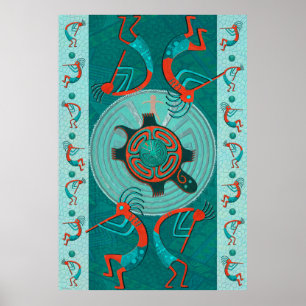 Poster Visitantes Anasazi Native Folk Art