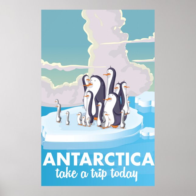 Poster Visite a Antártida Cartaz de viagem vintage (Frente)