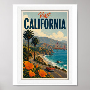 Poster Visite a Viagem Vintage Califórnia