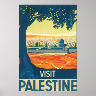 Póster Visite a Viagens vintage da Palestina