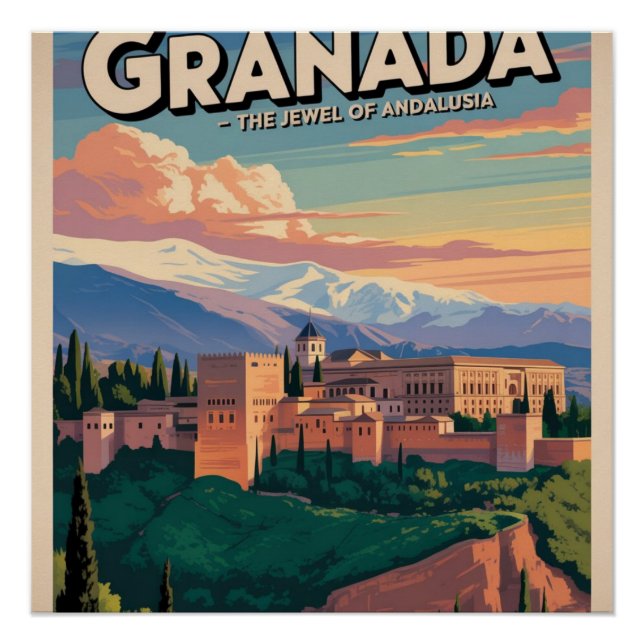 Póster Visite a Viagens vintage de Arte Granada (Frente)