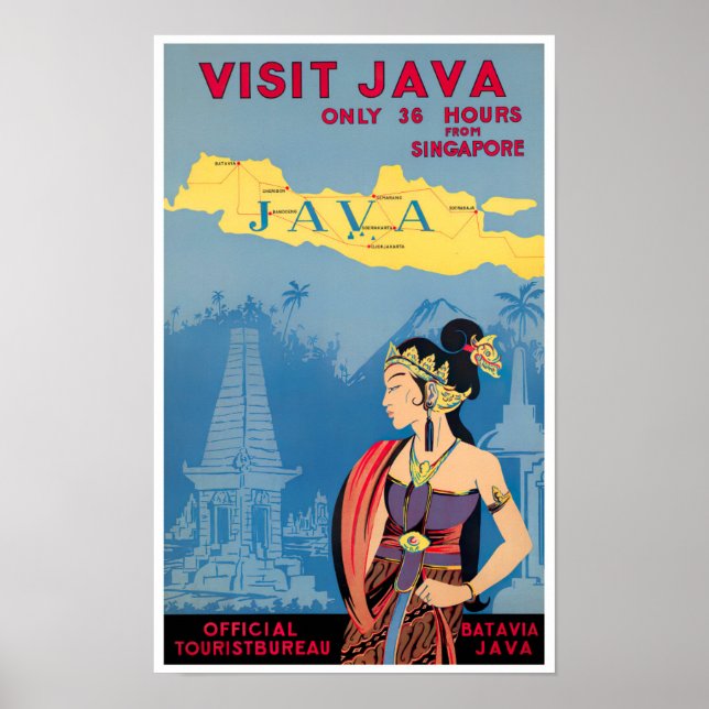 Poster Visite a viagens vintage Java (Frente)