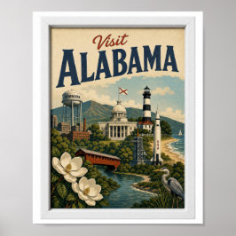 Poster Visite Alabama Viagens Antigo