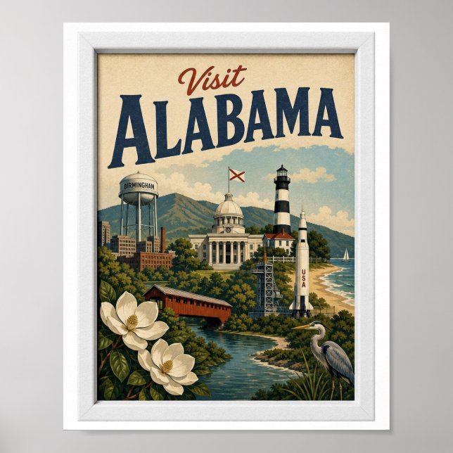 Poster Visite Alabama Viagens Antigo (Frente)