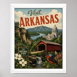 Poster Visite Arkansas Viagem Vintage