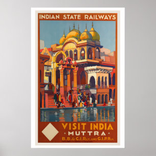 Poster Visite as Ferrovias Estaduais Indianas da Índia Vi