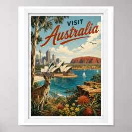 Poster Visite Austrália Viagem Vintage
