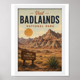 Poster Visite Badlands National Park Viagem Vintage