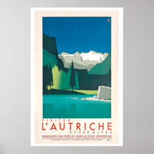 Poster Visite Cartaz de Viagem Antigo da Áustria e dos Al