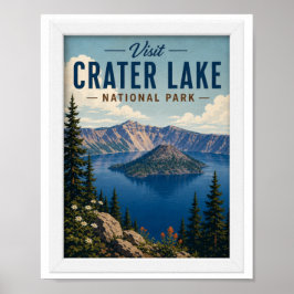 Poster Visite Crater Lake National Park Viagem Vintage