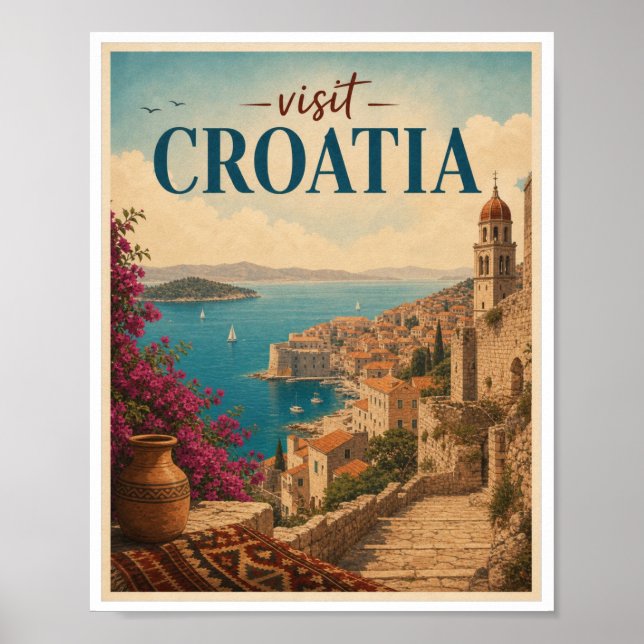 Poster Visite Croácia Viagens Vintage (Frente)