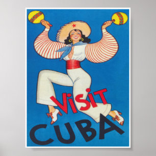 Poster Visite Cuba Retro Viagens vintage