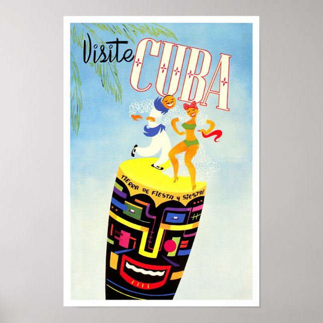 Poster Visite Cuba viagens vintage (Frente)