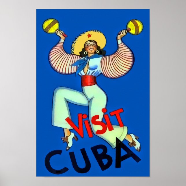 Poster Visite Cuba Viagens vintage (Frente)
