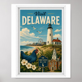 Poster Visite Delaware Travel Vintage