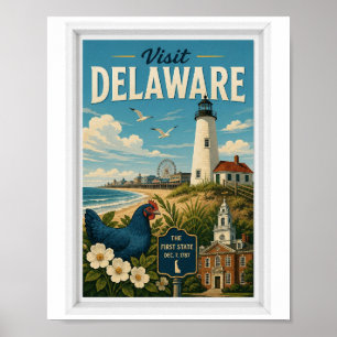 Poster Visite Delaware Travel Vintage