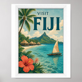 Poster Visite Fiji Travel Vintage