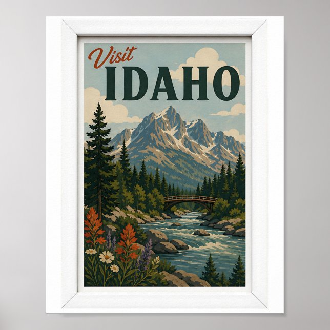 Poster Visite Idaho Viagens Vintage (Frente)