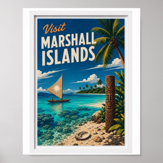 Poster Visite Ilhas Marshall Viagem Vintage (Frente)
