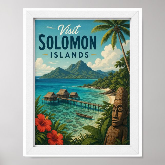 Poster Visite Ilhas Salomão Viagem Vintage (Frente)