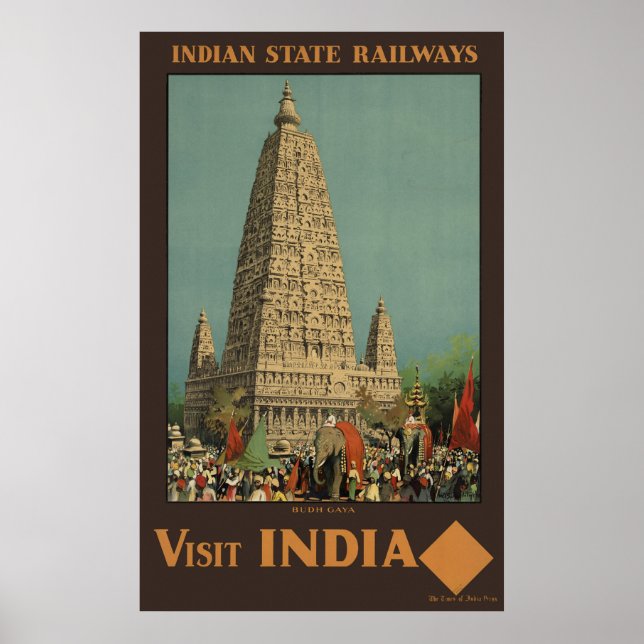 Póster Visite India Budh Gaya (Frente)