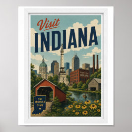 Poster Visite Indiana Viagens Antigo