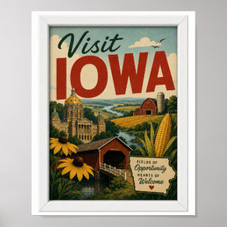 Poster Visite Iowa Viagem Vintage