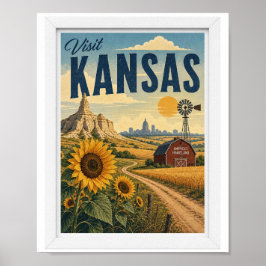 Poster Visite Kansas Viagem Vintage