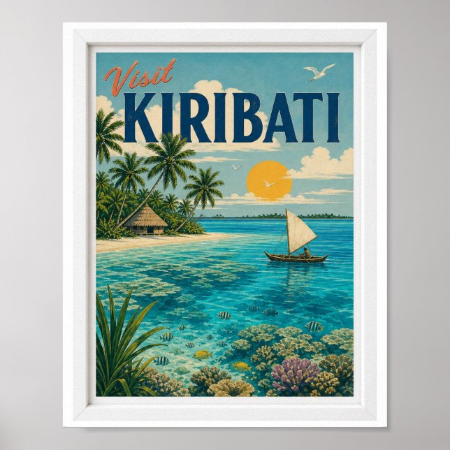Poster Visite Kiribati Viagens Vintage (Frente)