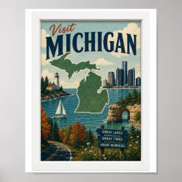 Poster Visite Michigan Viagens Vintage